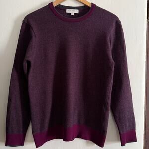 JACK VICTOR | Men's Burgundy Extrafine Merino Crew Neck Sweater | Medium